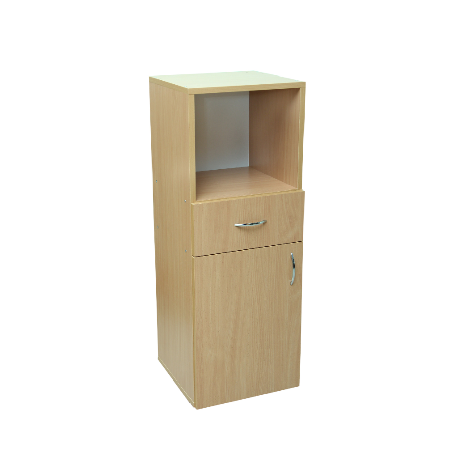 Напівзакритий низький пенал, з дверцятами та шухлядою, матеріал корпусу - ЛДСП, АЛМАНТ, 400х400х1100 мм.